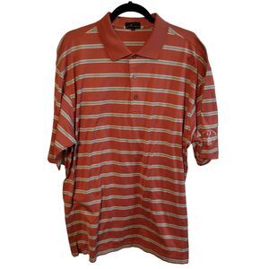 Nick Price Mens Sz XL Orange Striped Short Sleeve Golf Country Club Polo Shirt